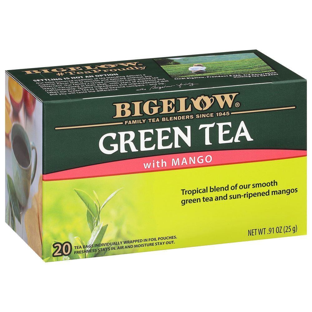 Bigelow Tea empaque frontal mostrando 20 bolsitas y diseño atractivo