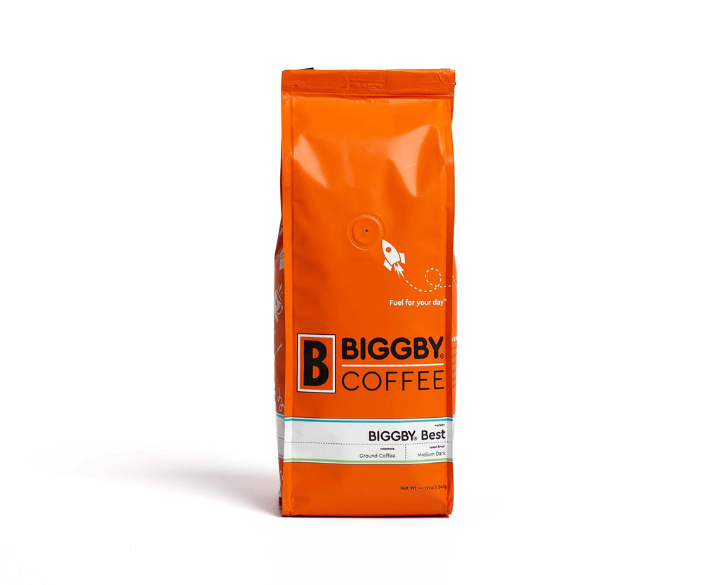 BIGGBY bolsa 12oz frontal mostrando el diseño y la presentación, conveniencia inmediata