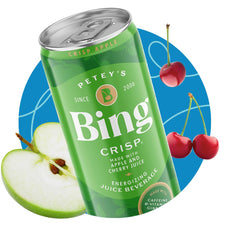Bing Cherry servida en vaso con fruta, sabor real y aspecto jugoso