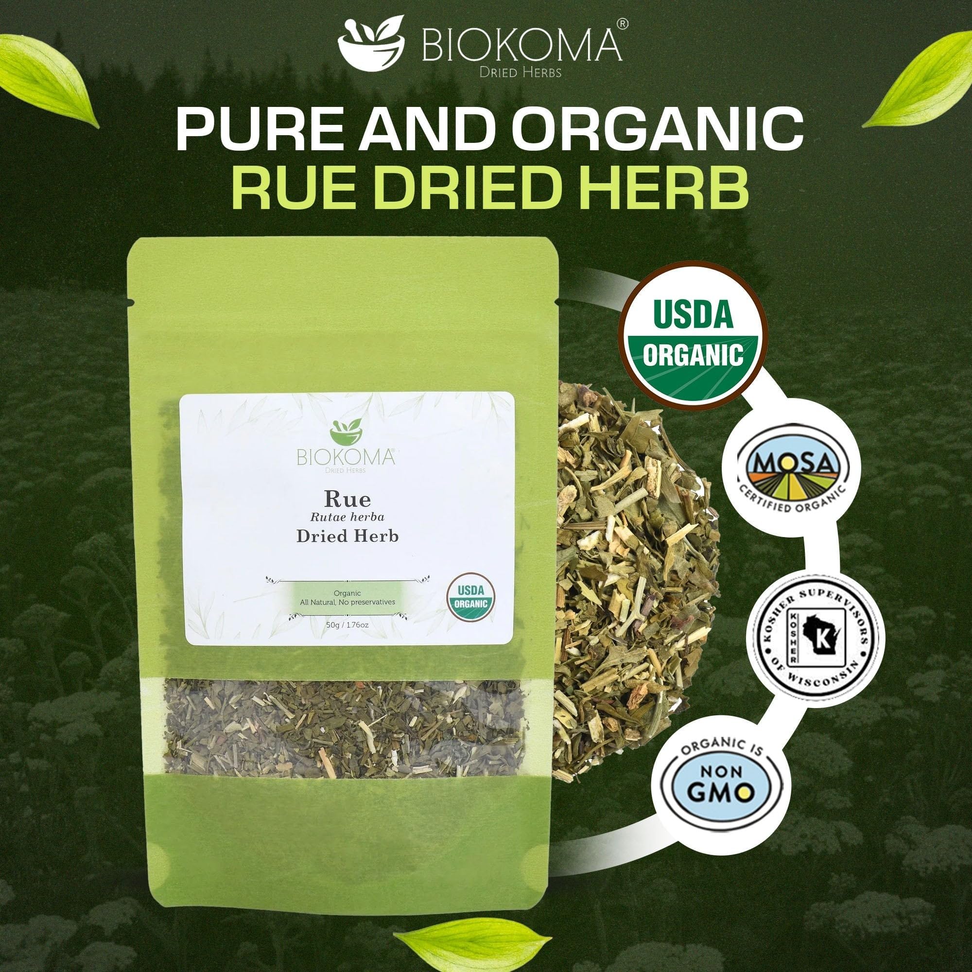 Biokoma hojas de ruta detalle mostrando textura y pureza