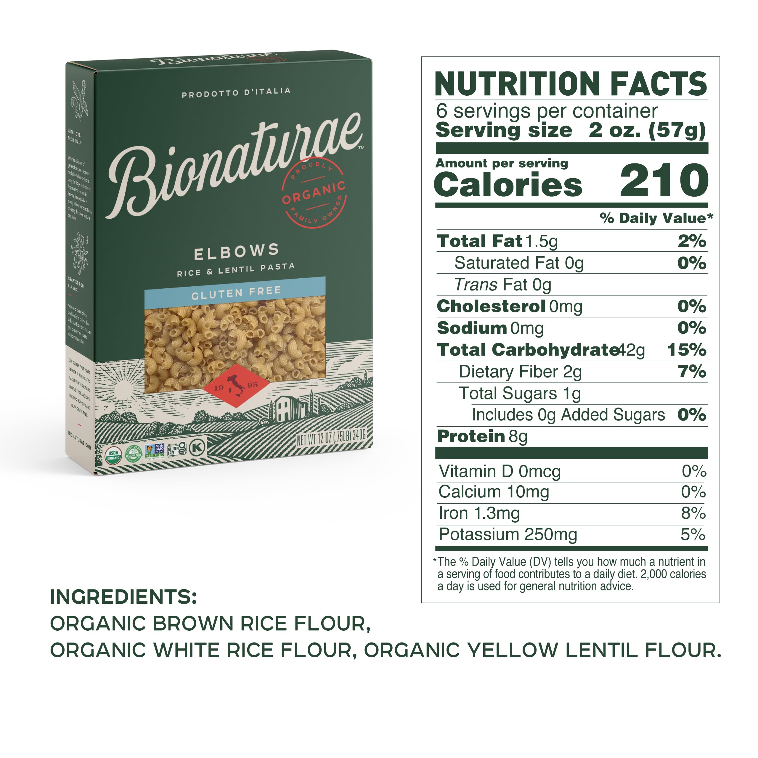 bionaturae granos de arroz y lentejas crudos que muestran ingredientes orgánicos