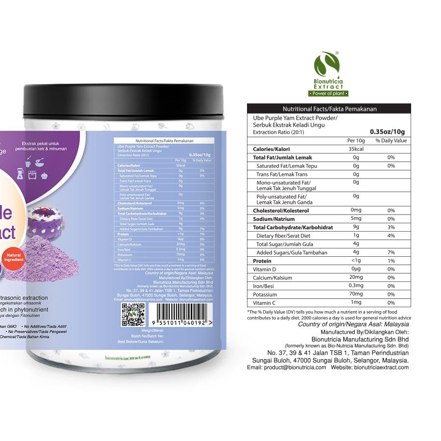 BIONUTRICIA EXTRACT envase abierto junto a ingredientes para escala, fácil almacenamiento