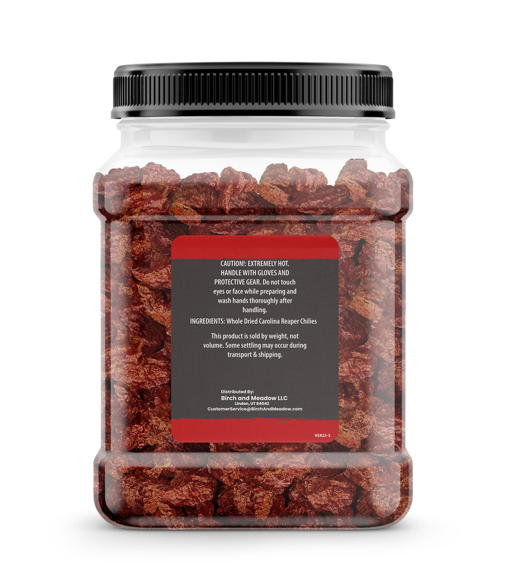 Primer plano de textura de Carolina Reaper de Birch & Meadow mostrando piel arrugada y color
