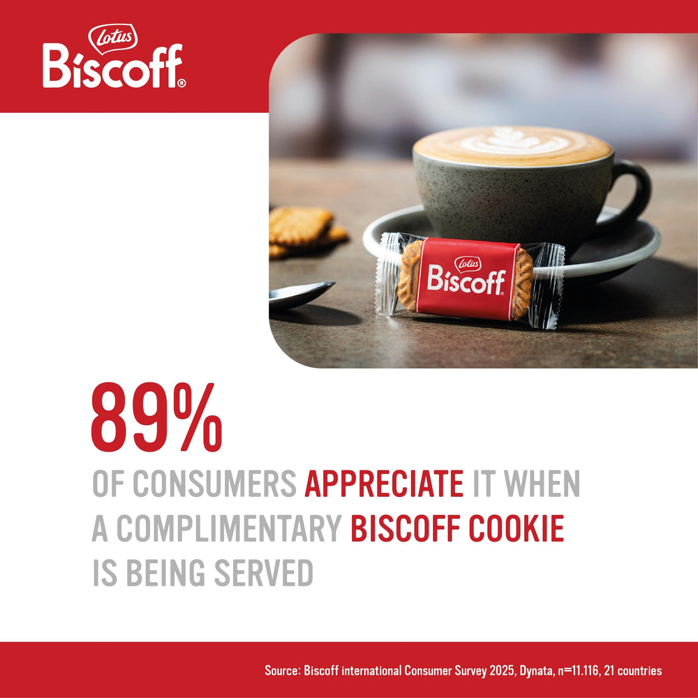Biscoff presentación en cafetería lista para ofrecer a clientes