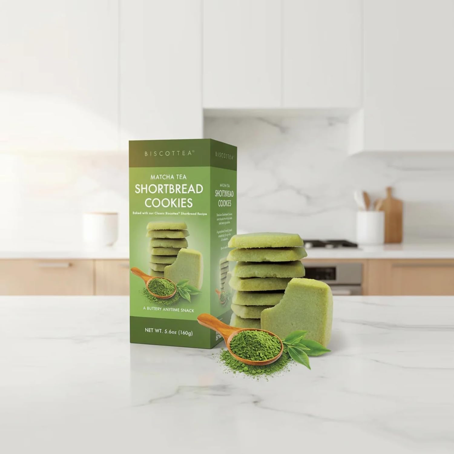 BISCOTTEA matcha etiqueta de ingredientes que evidencia uso de matcha real
