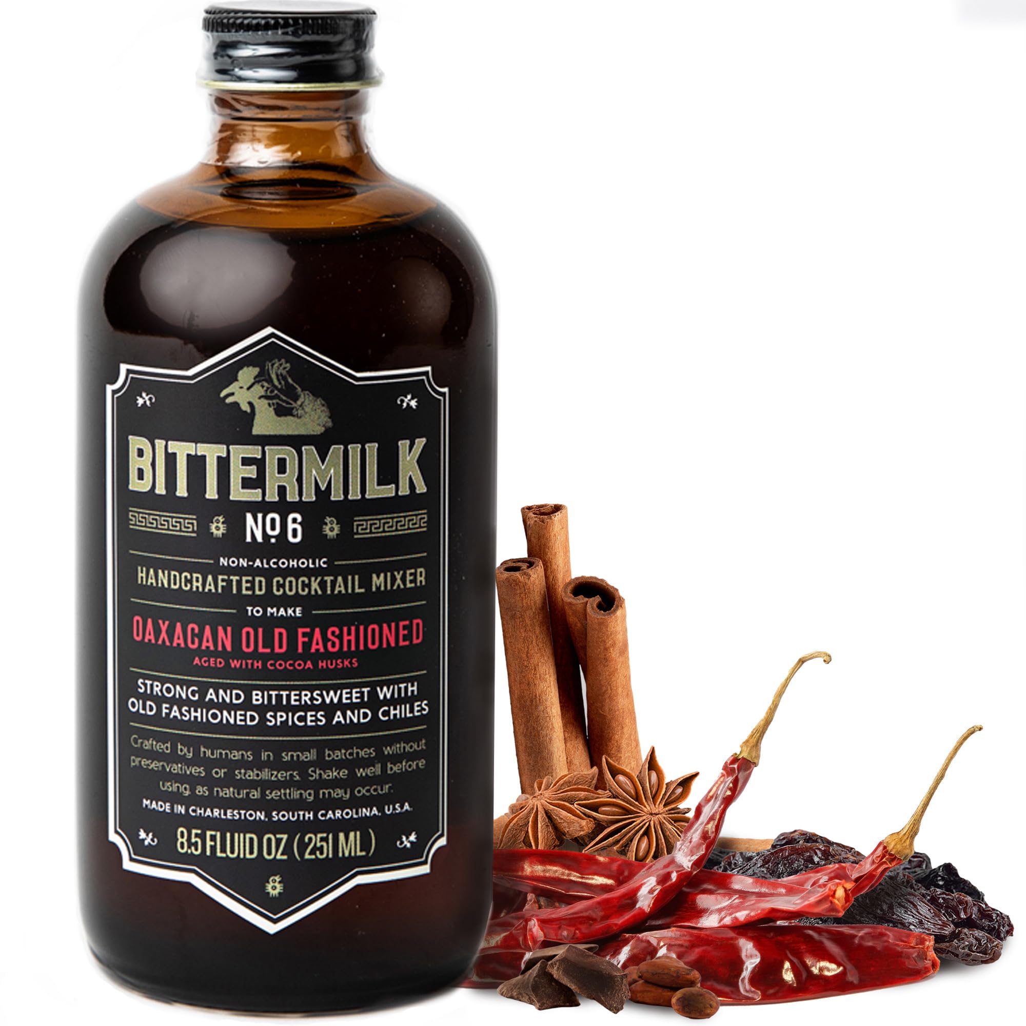 Bittermilk botella frontal mostrando etiqueta y tamaño práctico