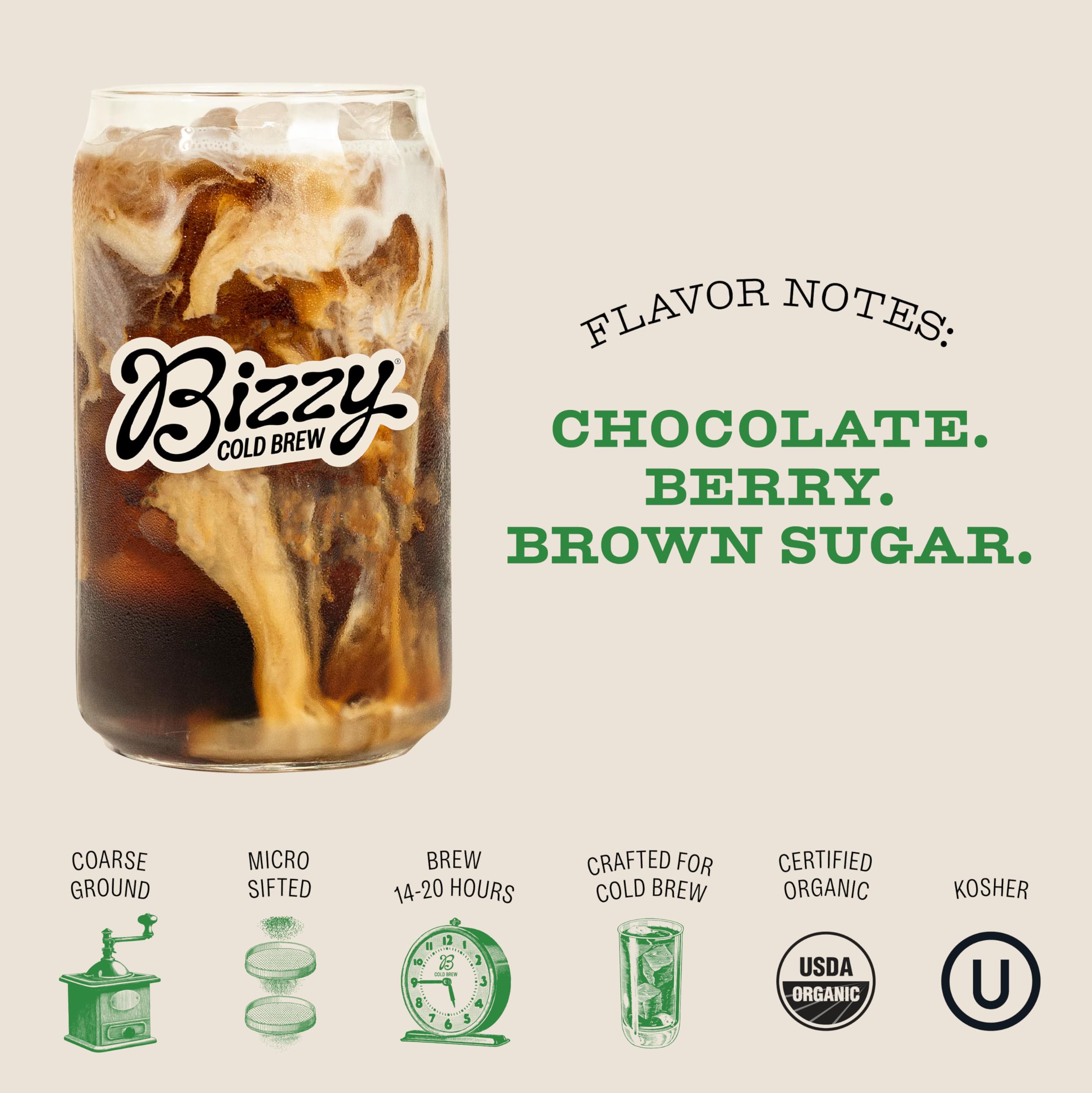 Bizzy jarra de cold brew en uso resaltando extracción suave