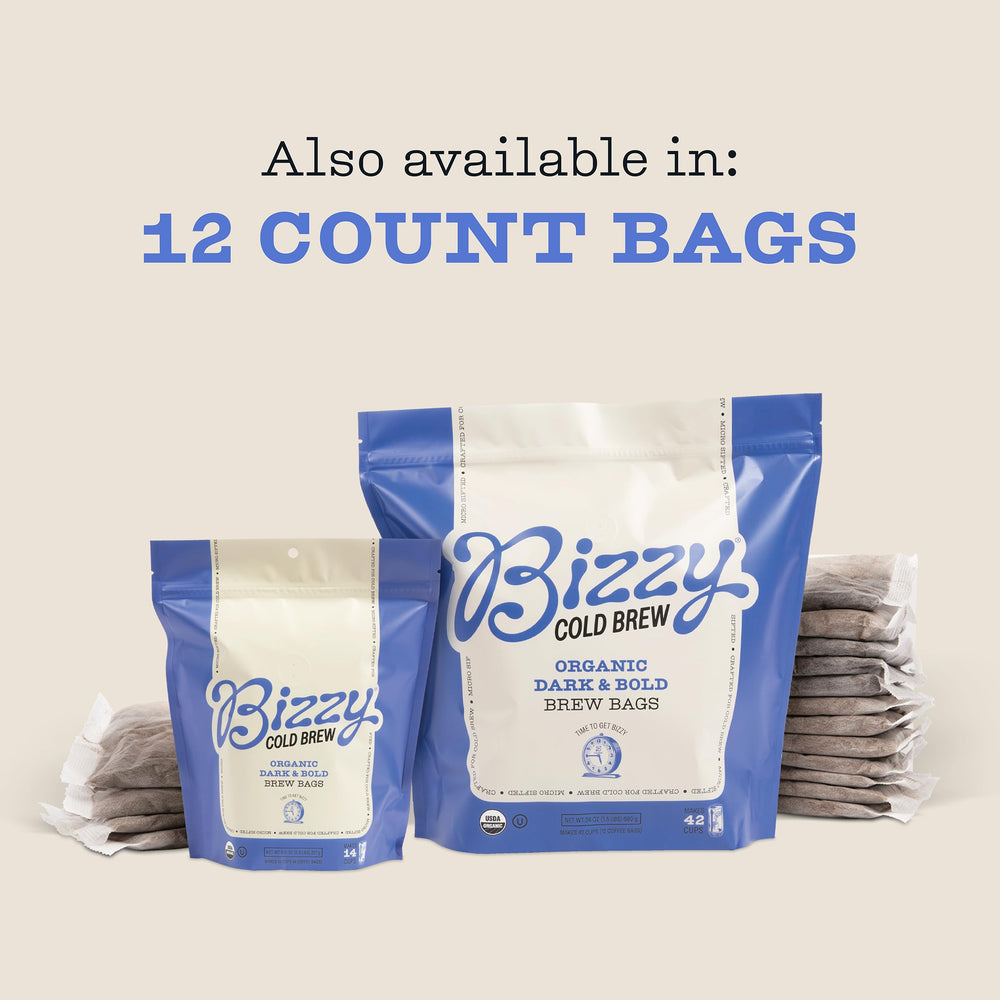 Bizzy etiqueta con certificación USDA Organic y símbolo Kosher claro.