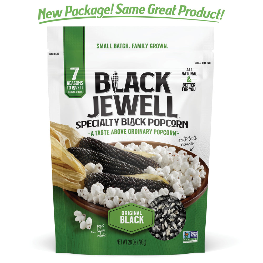 Black Jewell granos negros en primer plano, textura y frescura visibles