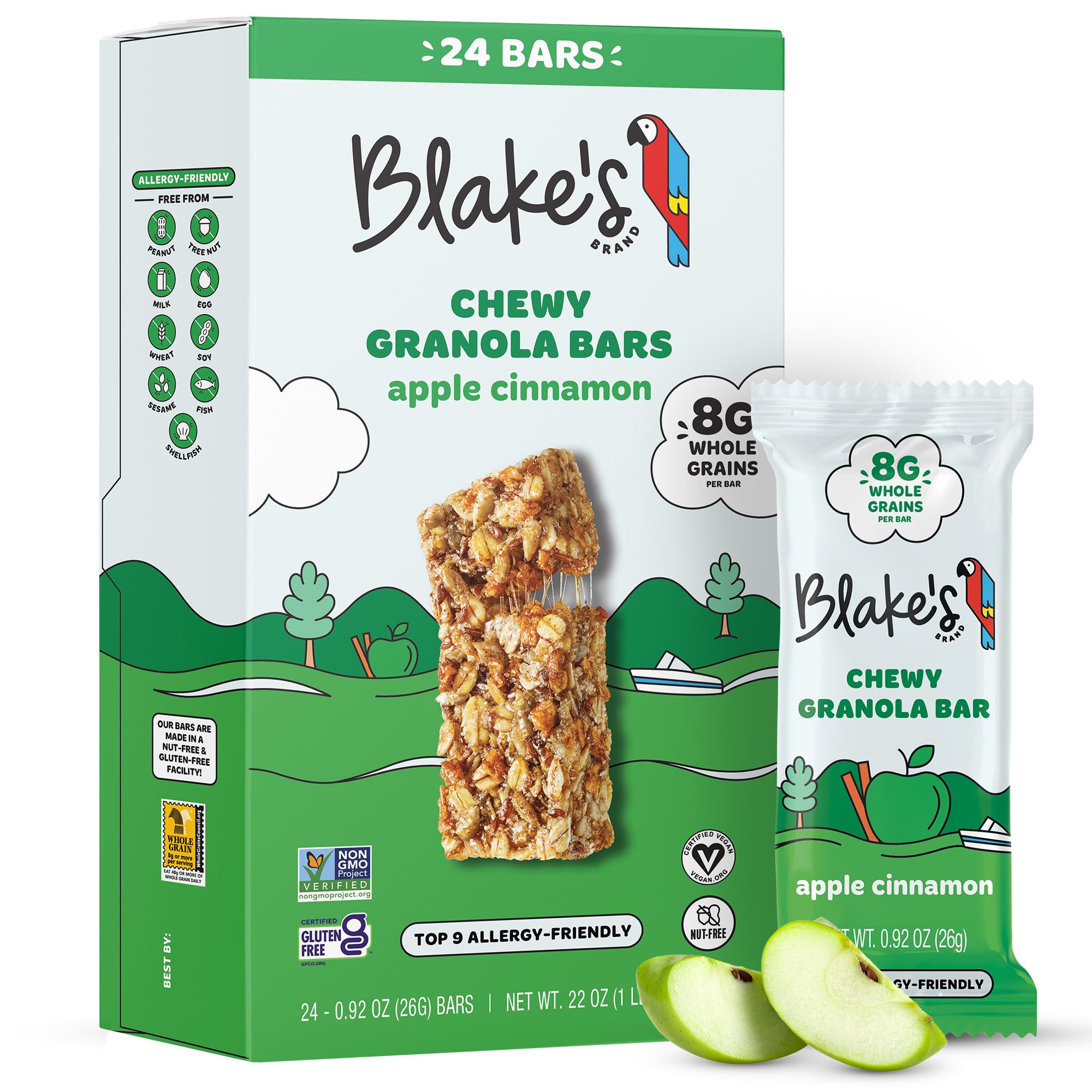 Blake's Seed Based frente del empaque mostrando 24 barras, conveniencia inmediata