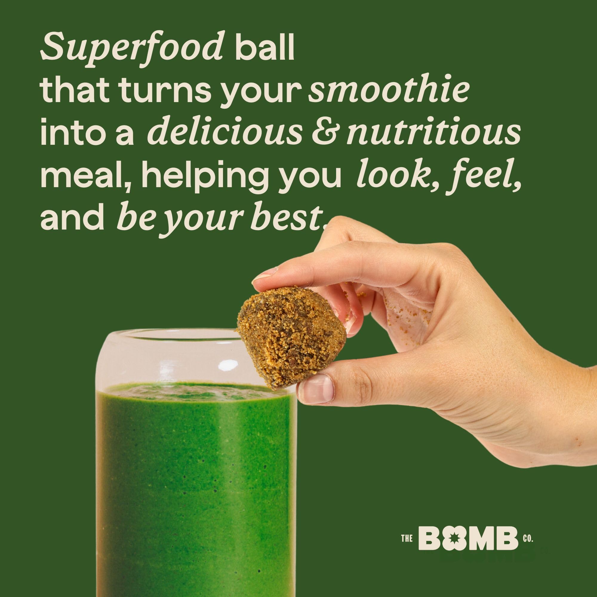 Blender Bombs ingredientes dispuestos incluyen semillas y nueces nutritivas