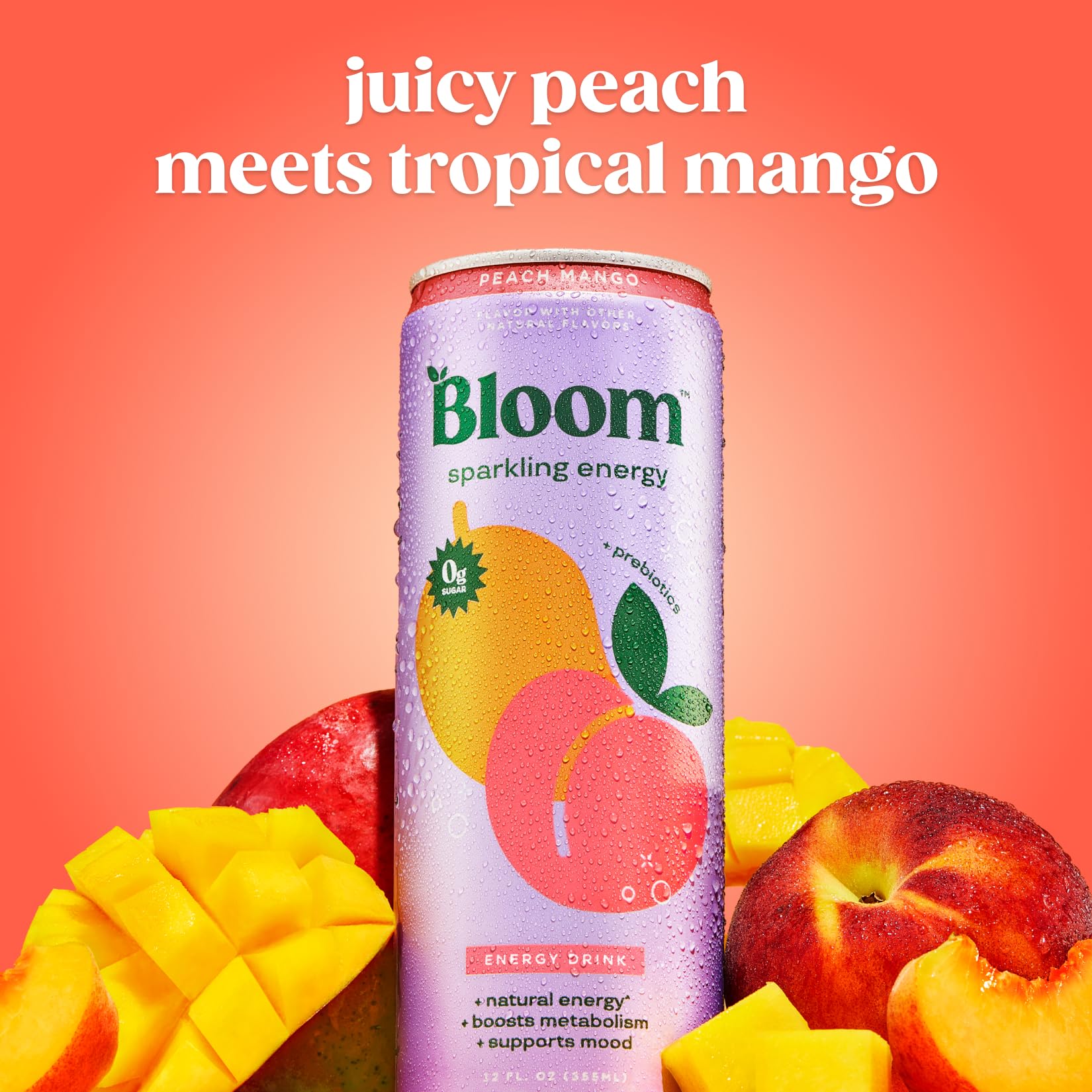 Bloom Nutrition primer plano de textura efervescente en lata mostrando burbujas
