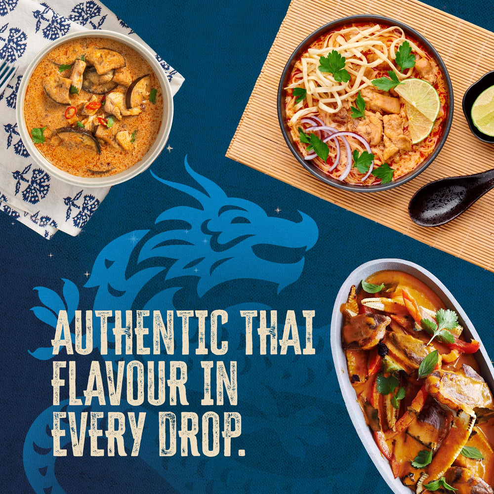 Blue Dragon close-up del sachet de salsa pad thai, sabor concentrado
