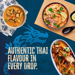 Blue Dragon close-up del sachet de salsa pad thai, sabor concentrado