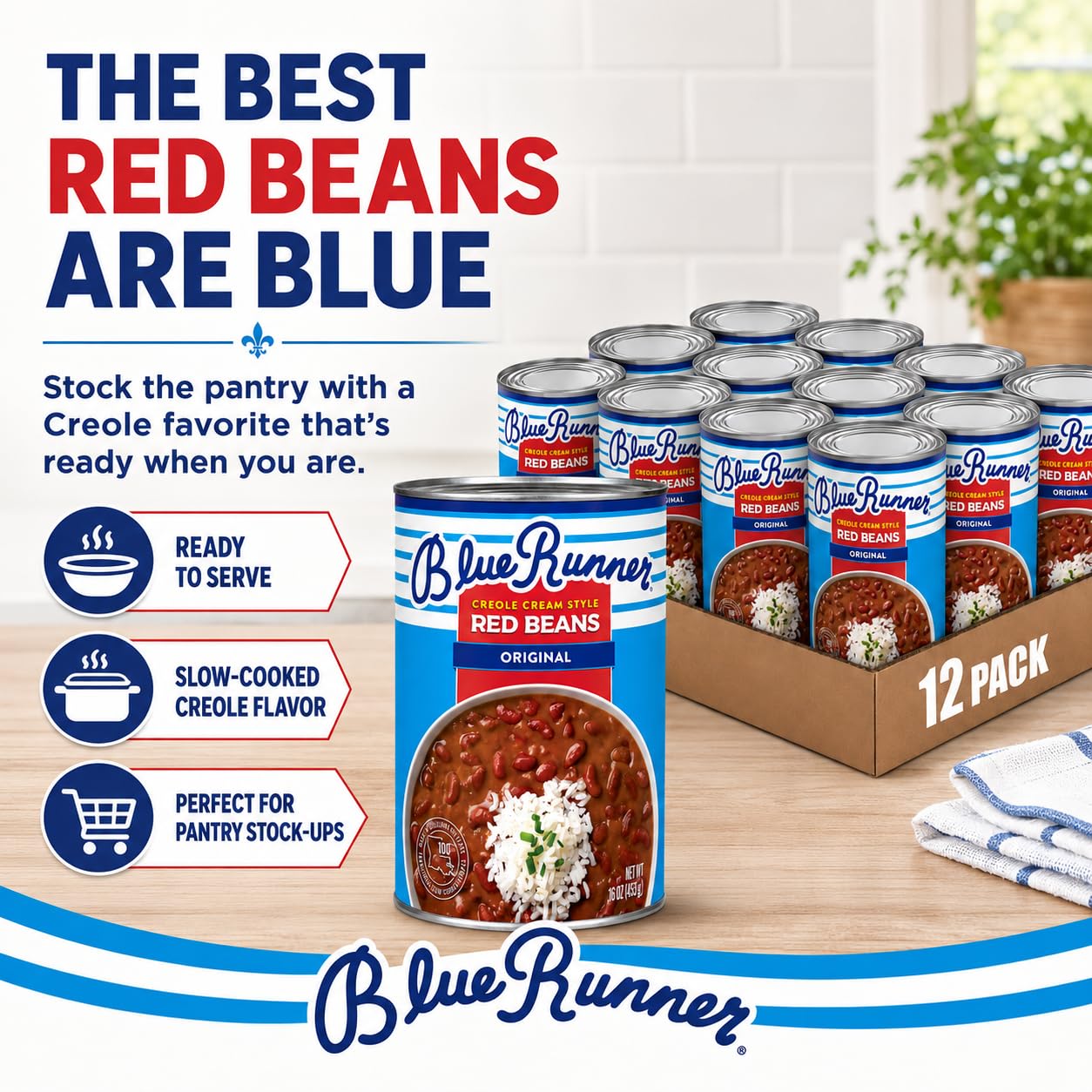 Blue Runner porción servida sobre arroz blanco, combinación clásica y rápida