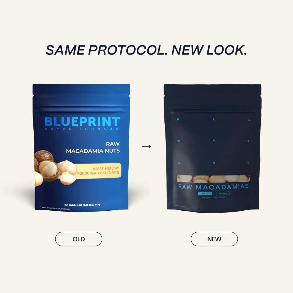Blueprint Bryan Johnson manos sosteniendo nueces para porciones saludables