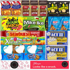 Blunon caja frontal con 20 snacks listos para noche de película, fácil de regalar