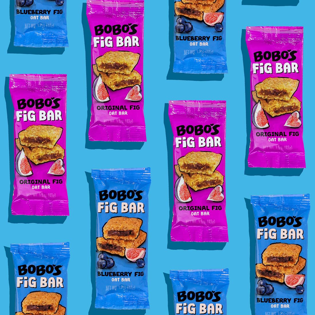 Bobo's barra junto a una regla para comparar tamaño y porción