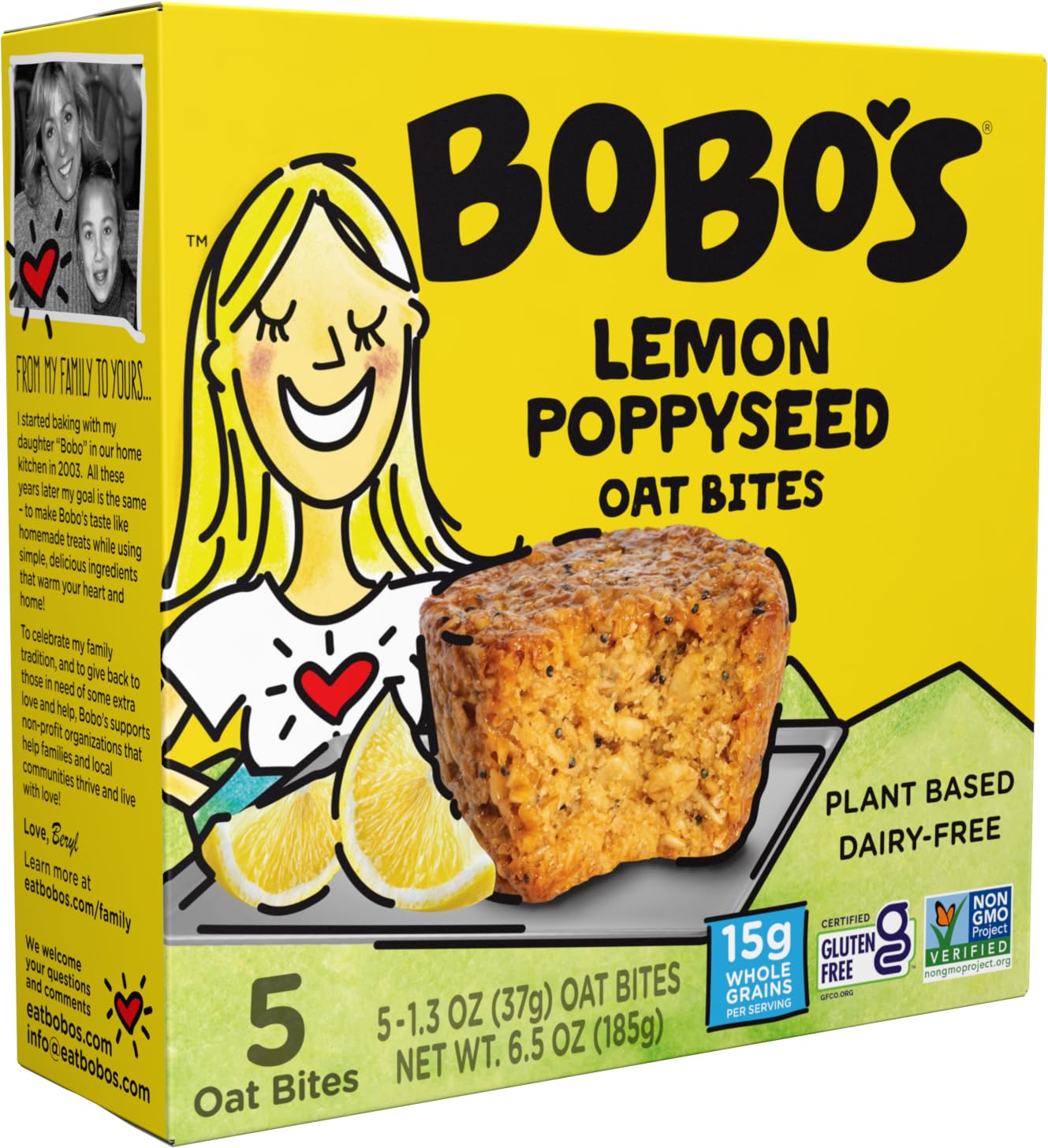 Bobo's etiqueta de ingredientes destaca avena integral y lista corta