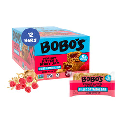 Bobo's paquete frontal mostrando barras de avena listo para llevar