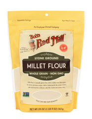 Bob's Red Mill envase frontal mostrando la harina de mijo y su etiqueta clara