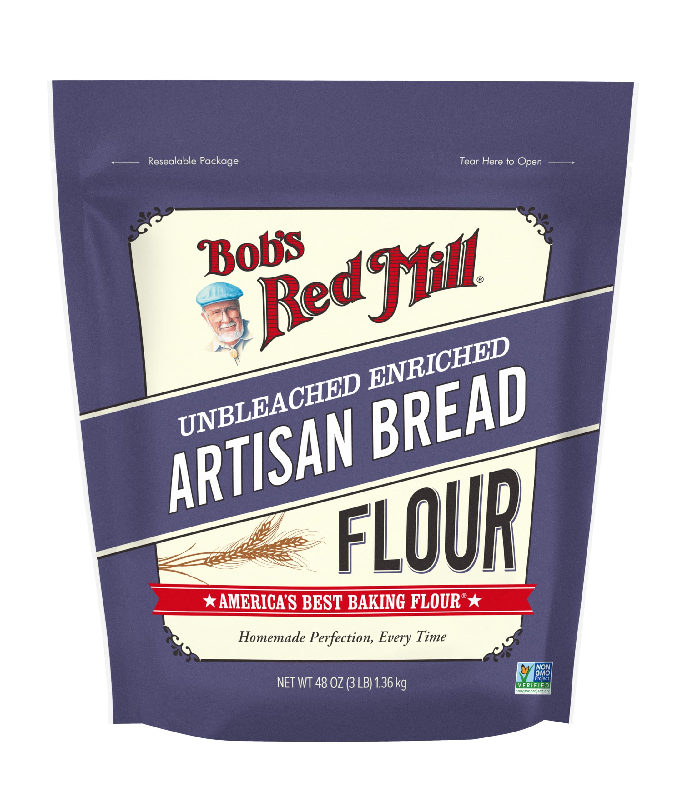 Bob's Red Mill mano amasando masa, demuestra buena elasticidad y desarrollo de gluten