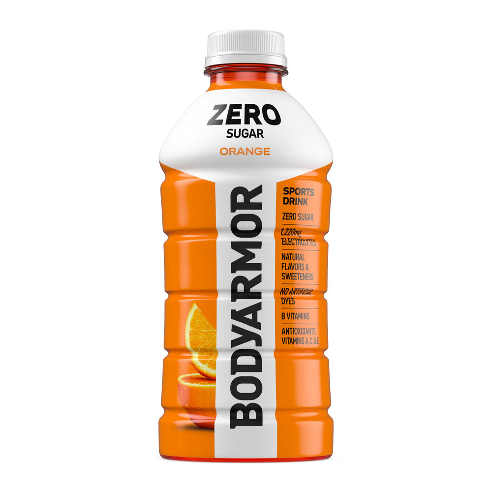 BODYARMOR botella junto a naranjas reales destacando sabor natural y antioxidantes