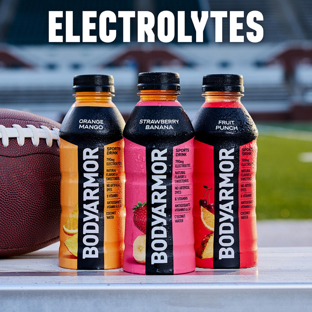 BODYARMOR botella de 16 oz en mano, fácil de transportar