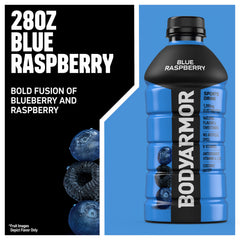 BODYARMOR botella 28 oz sostenida en mano para referencia de tamaño y volumen