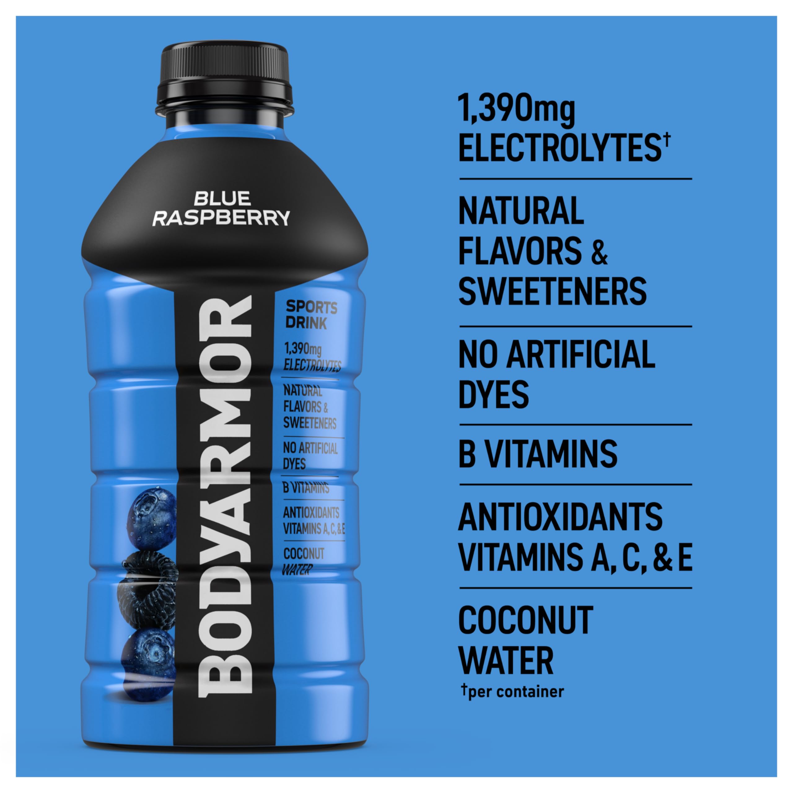 BODYARMOR pack de 15 botellas apiladas ideal para equipos y almacenamiento