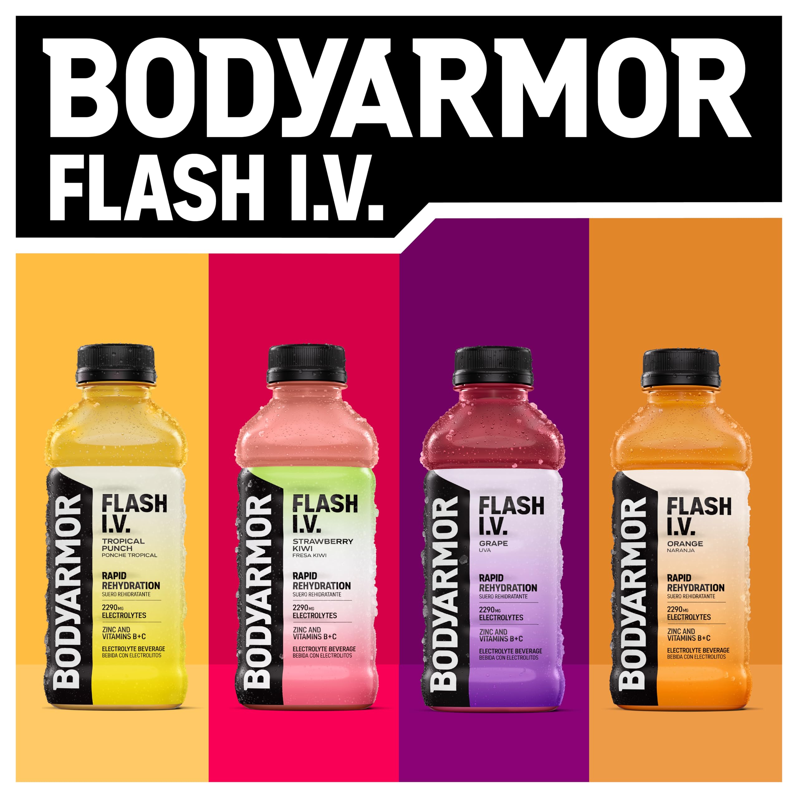 BODYARMOR Flash I.V. botellas en entorno al aire libre ideales para jornadas calurosas