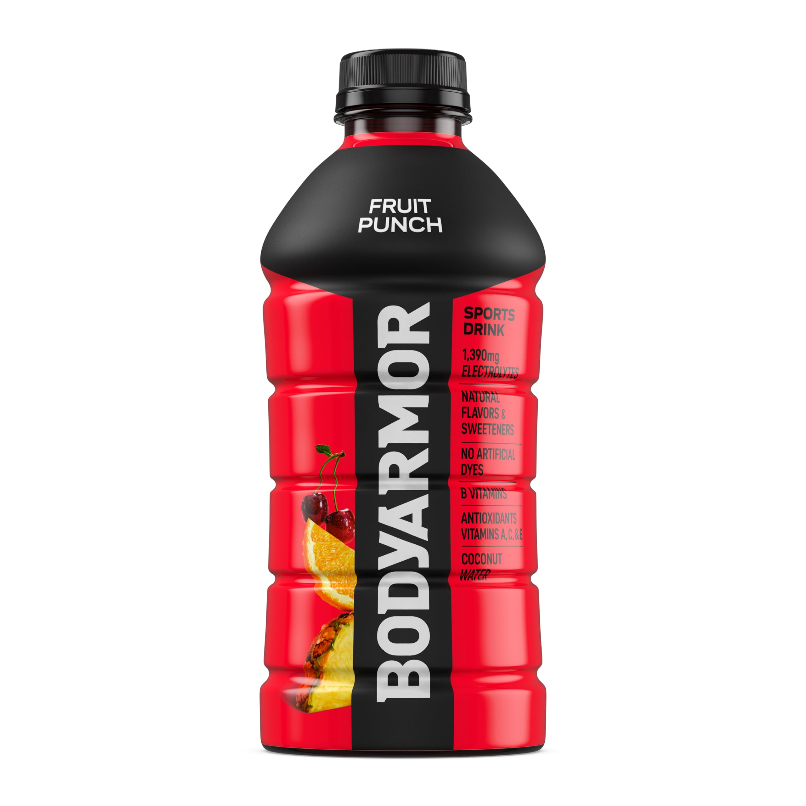 BODYARMOR botella en entorno deportivo mostrando soporte para rendimiento