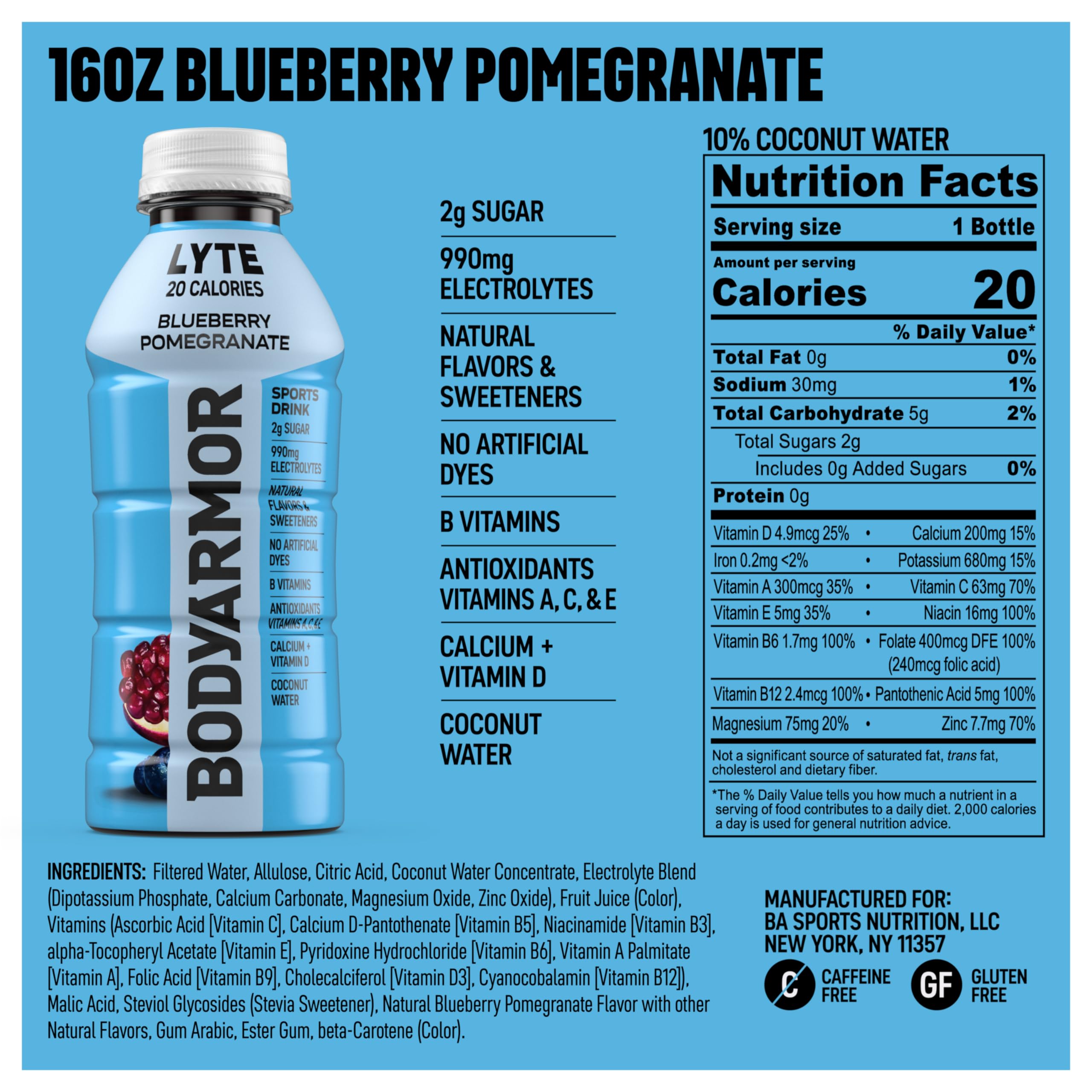 BODYARMOR paquete de 12 botellas que facilita almacenamiento y provisión