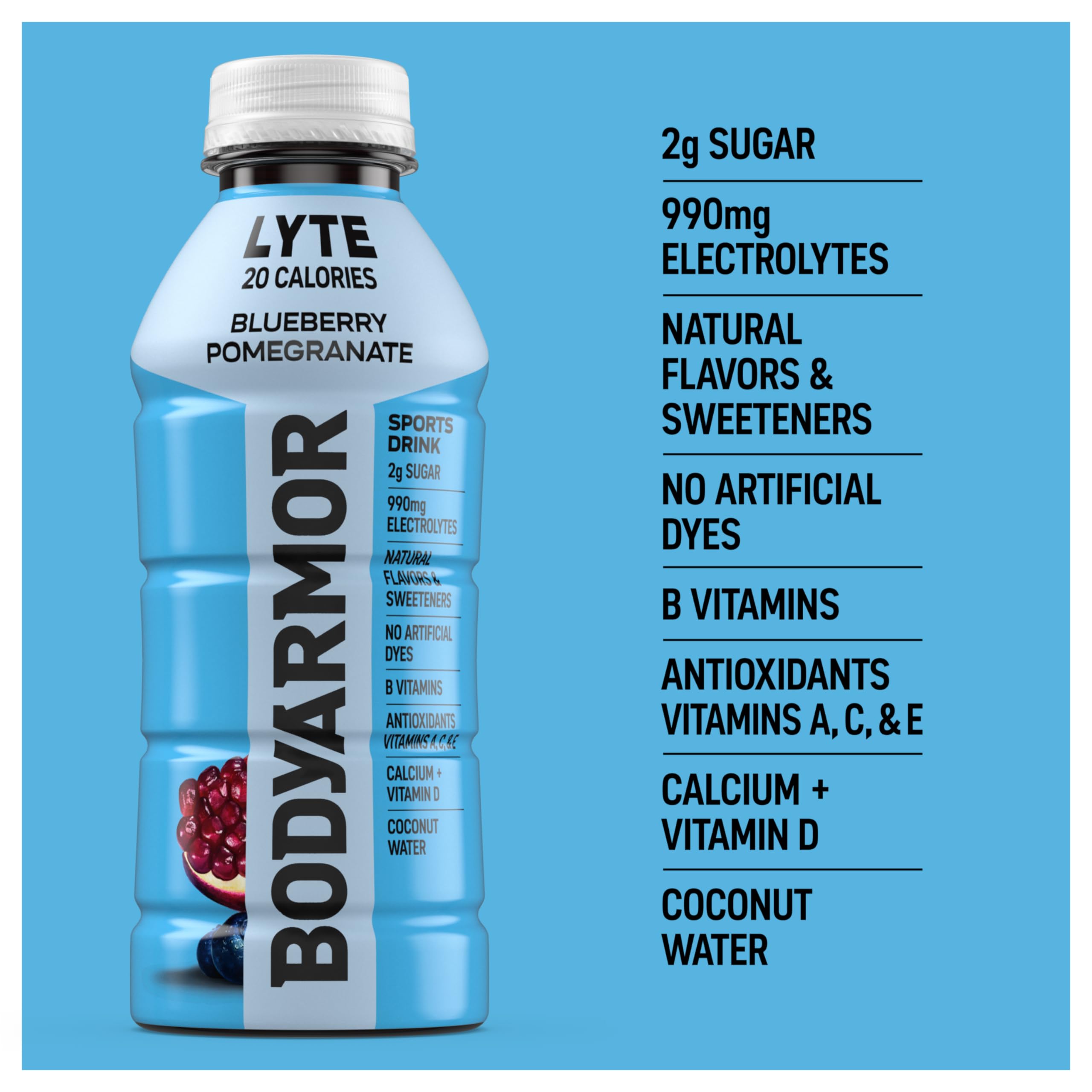 BODYARMOR botellas en nevera mostrando consumo frío y refrescante