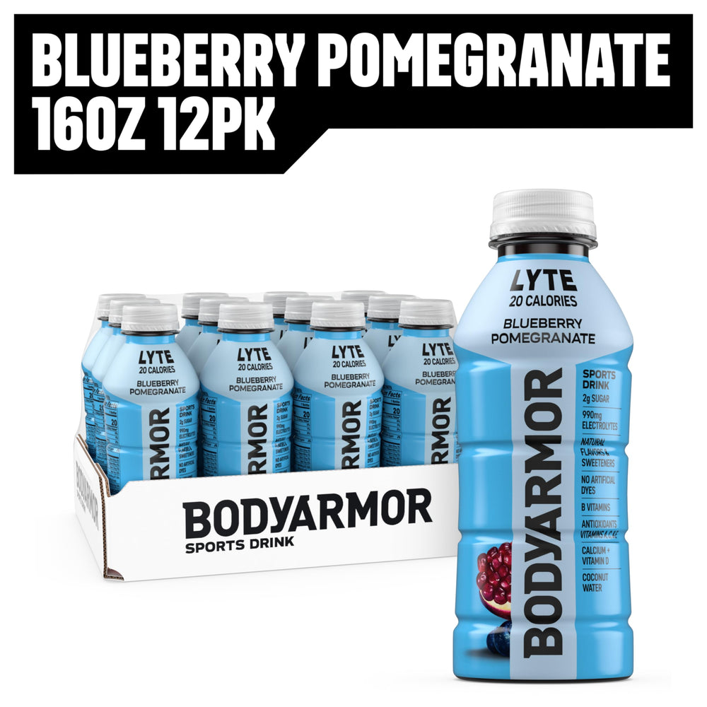 BODYARMOR fila de botellas alineadas para presentación del producto