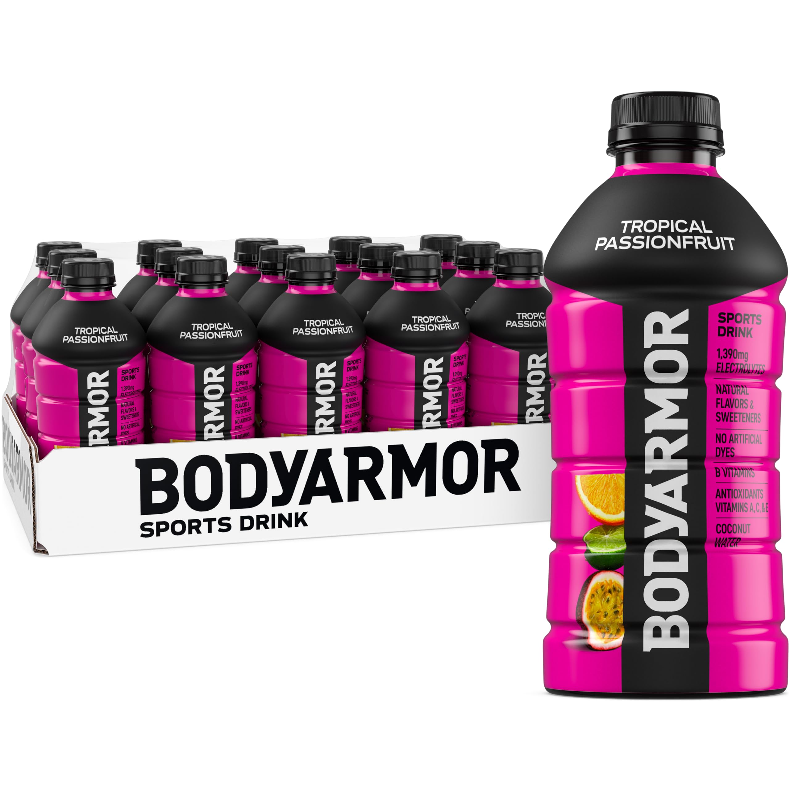 BODYARMOR botella frontal mostrando etiqueta y tamaño grande