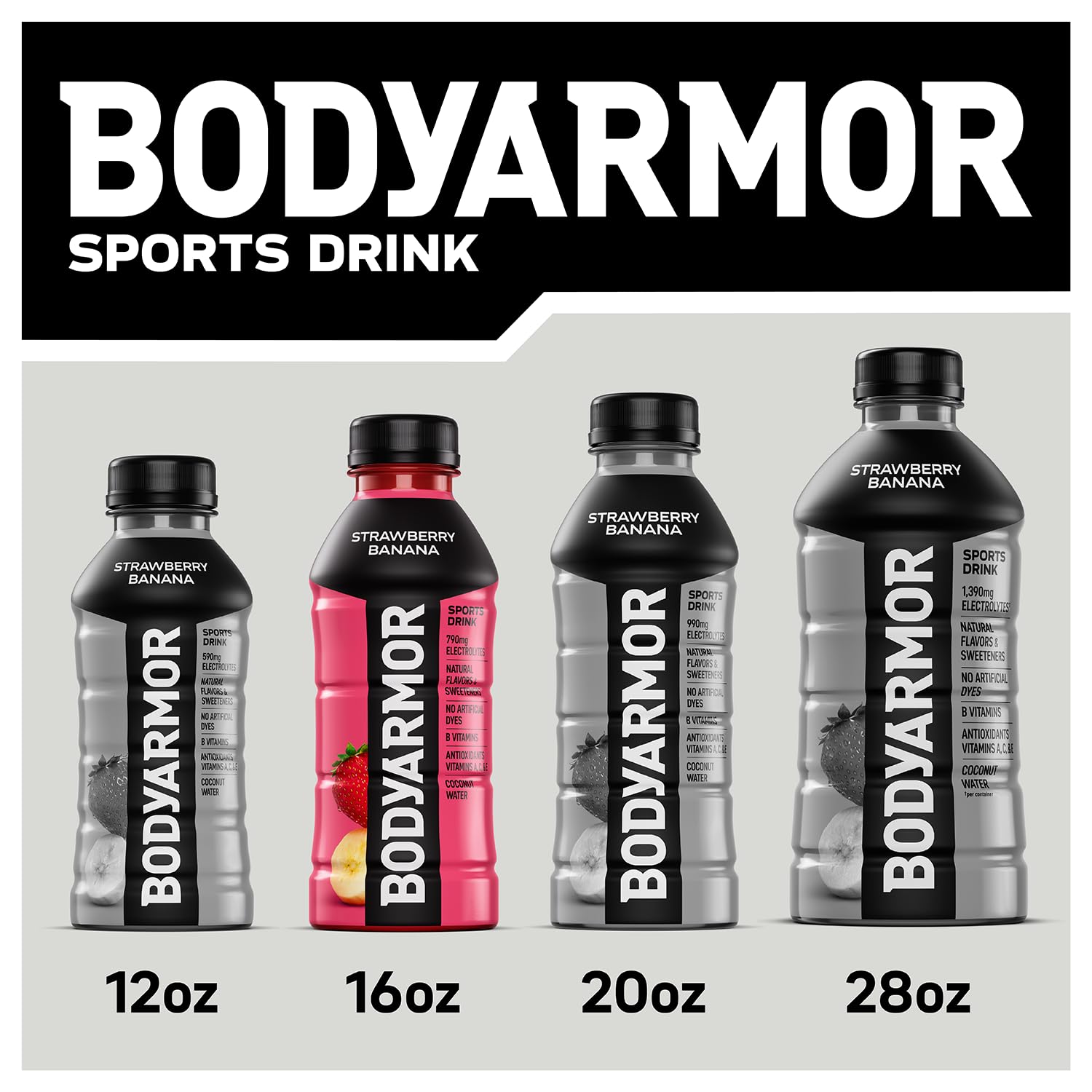 Botella BODYARMOR junto a pesas en gimnasio mostrando uso durante ejercicio