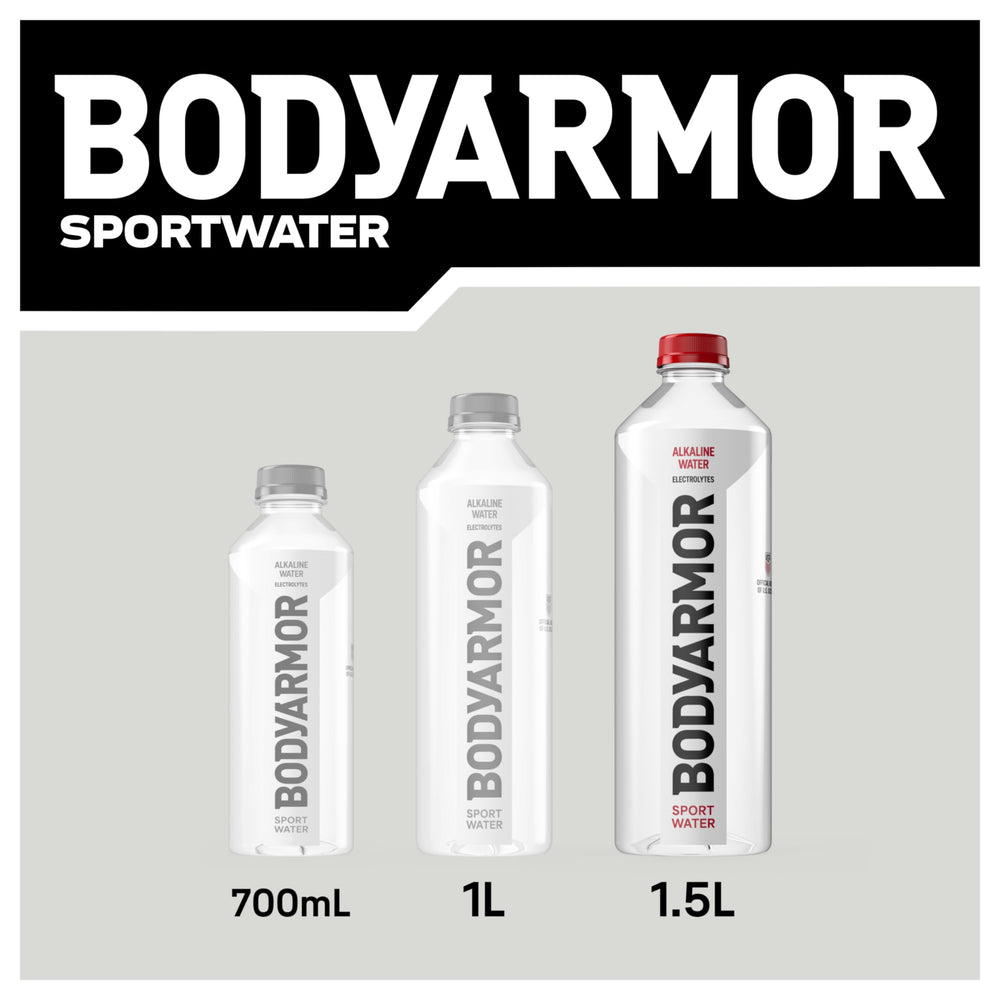BODYARMOR comparación de tamaño 1.5L para visualizar capacidad