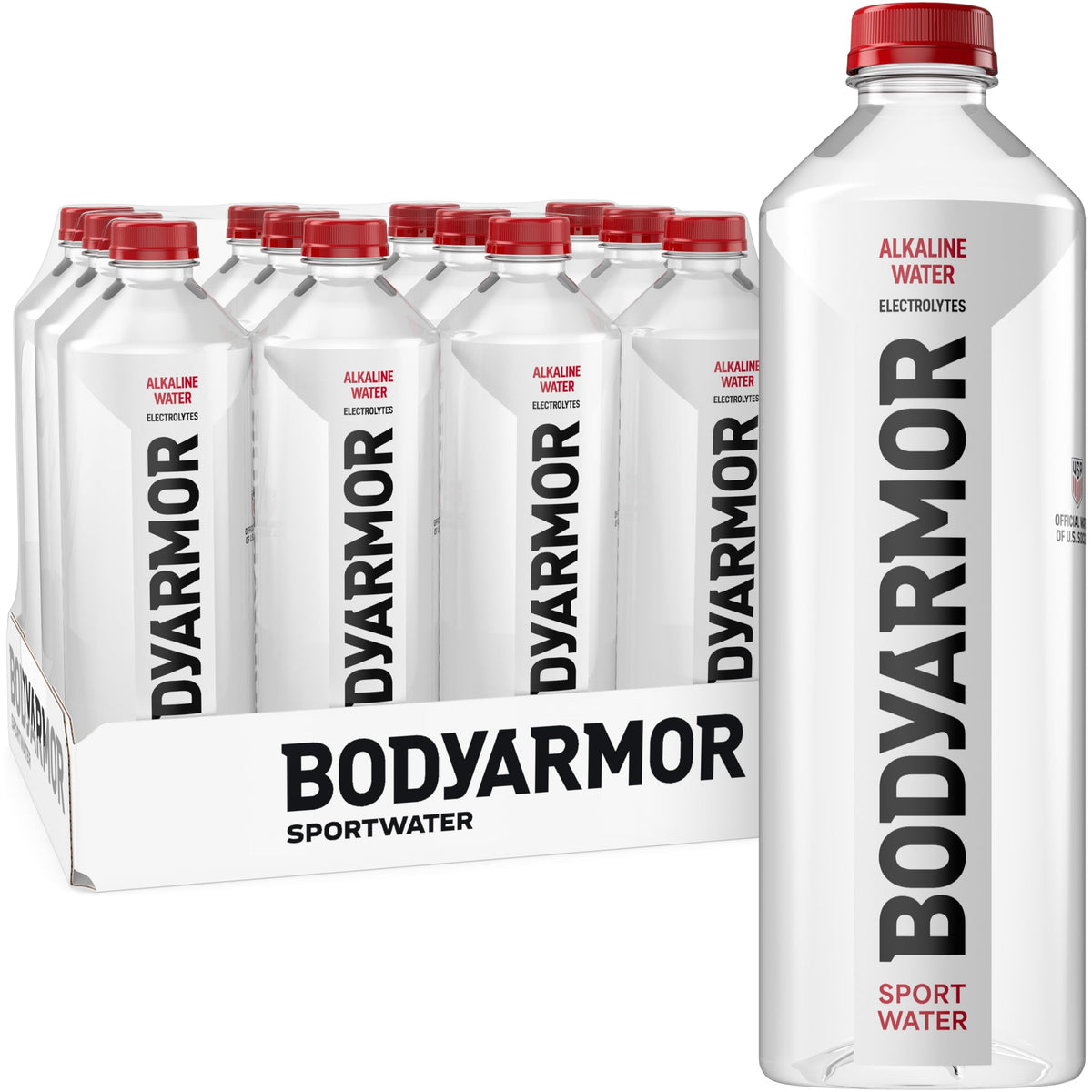 BODYARMOR botella frontal pack que muestra tamaño y diseño práctico