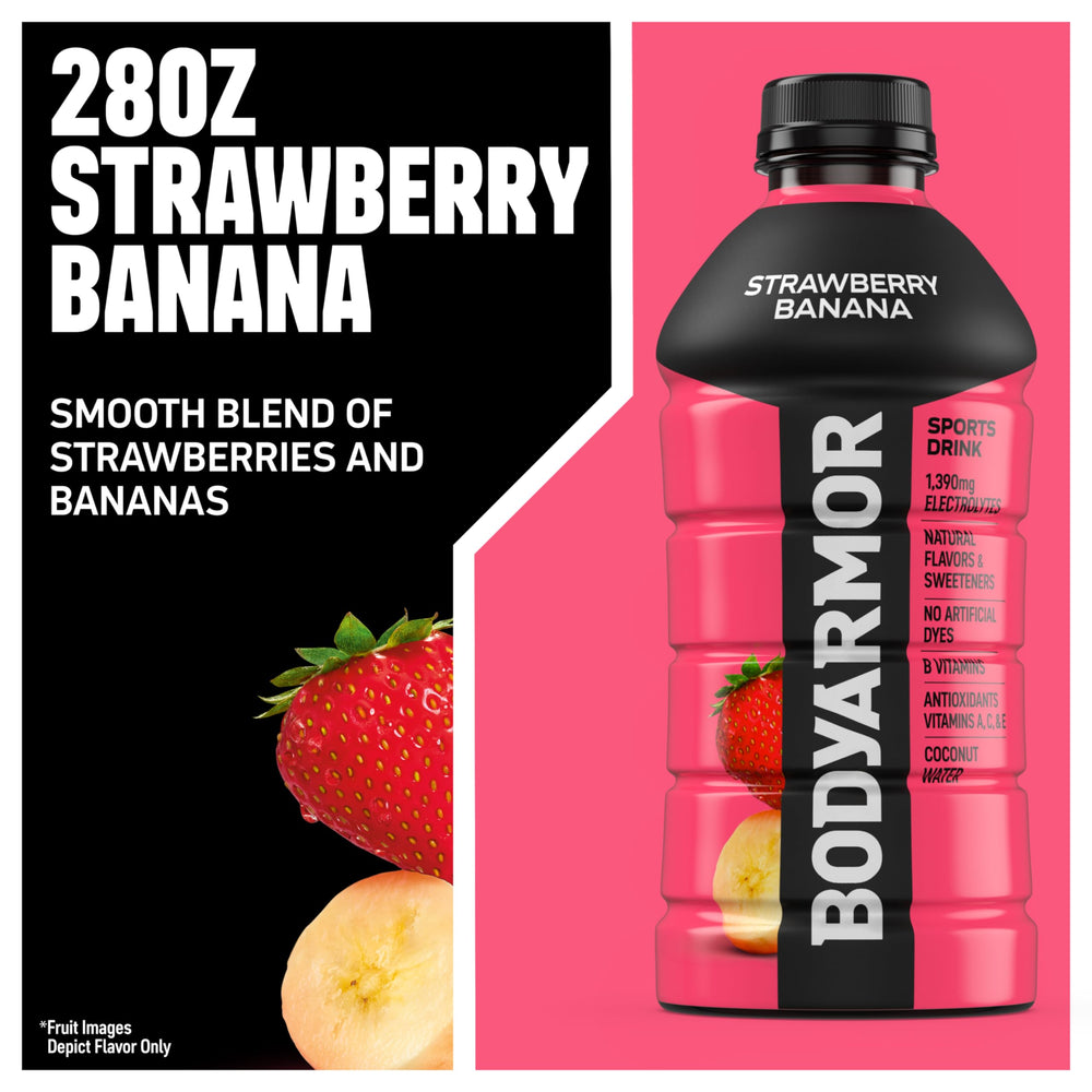 BODYARMOR botella abierta vertiendo bebida para hidratación instantánea