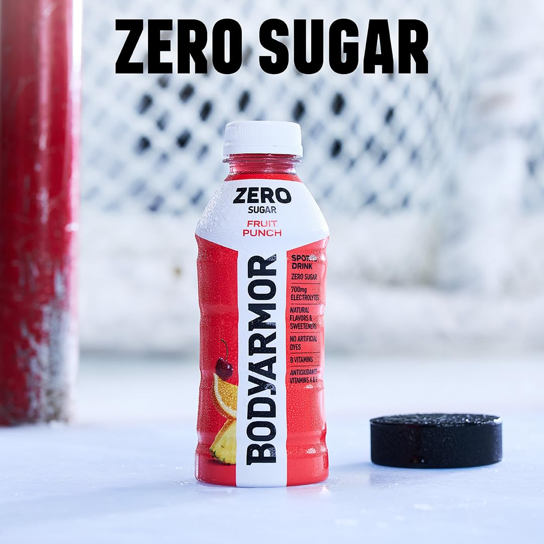 BODYARMOR detalle de etiqueta con ingredientes y beneficios visibles