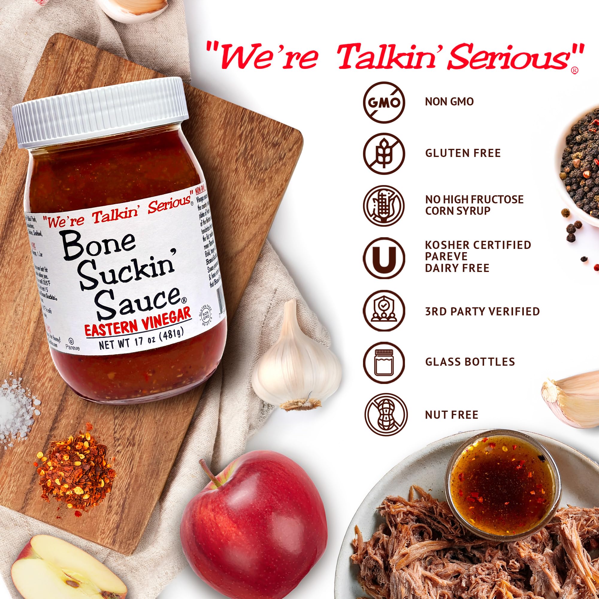 Bone Suckin' detalle de etiqueta con ingredientes y autenticidad