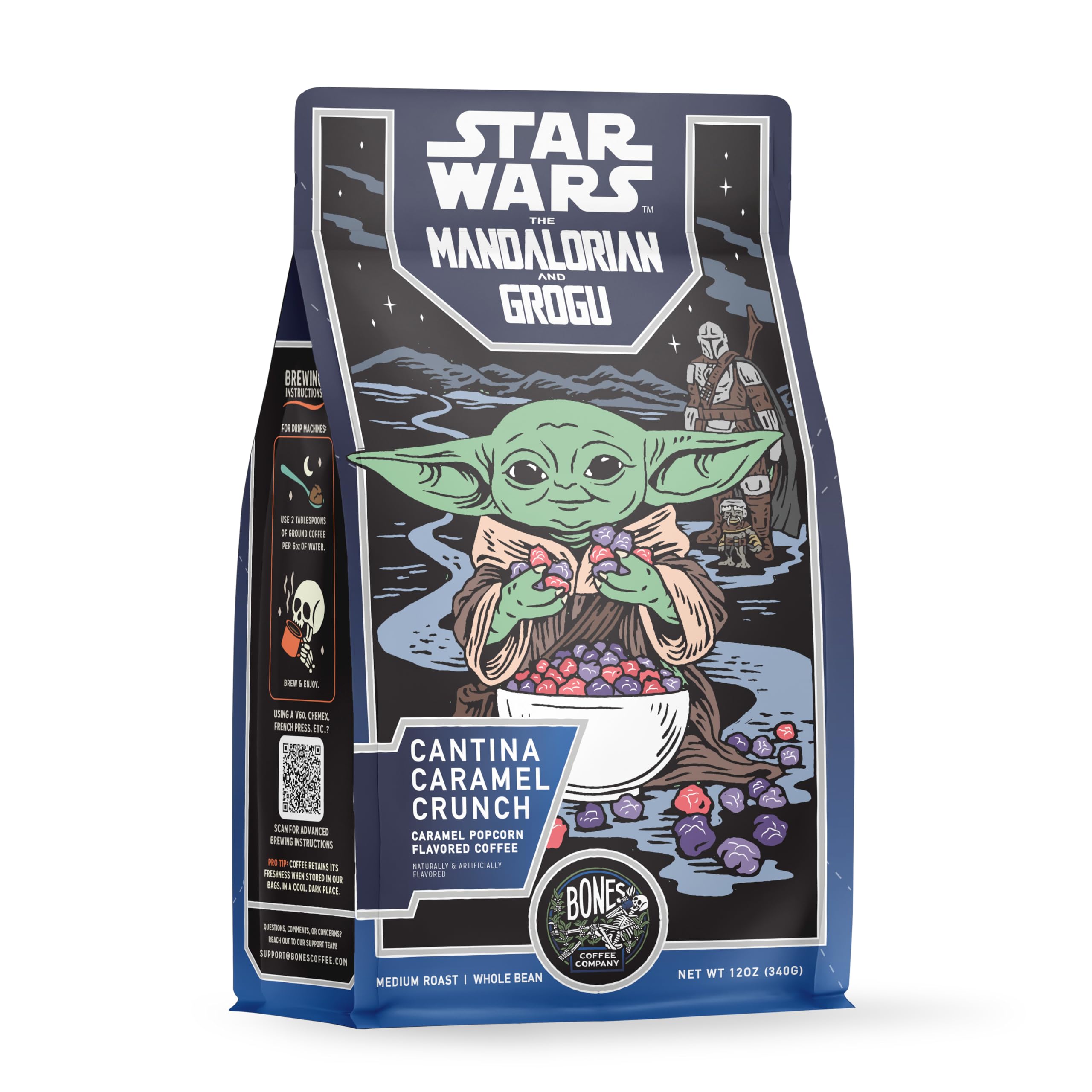 Bones Coffee Company bolsa frontal del Cantina Caramel Crunch con beneficio de sabor dulce