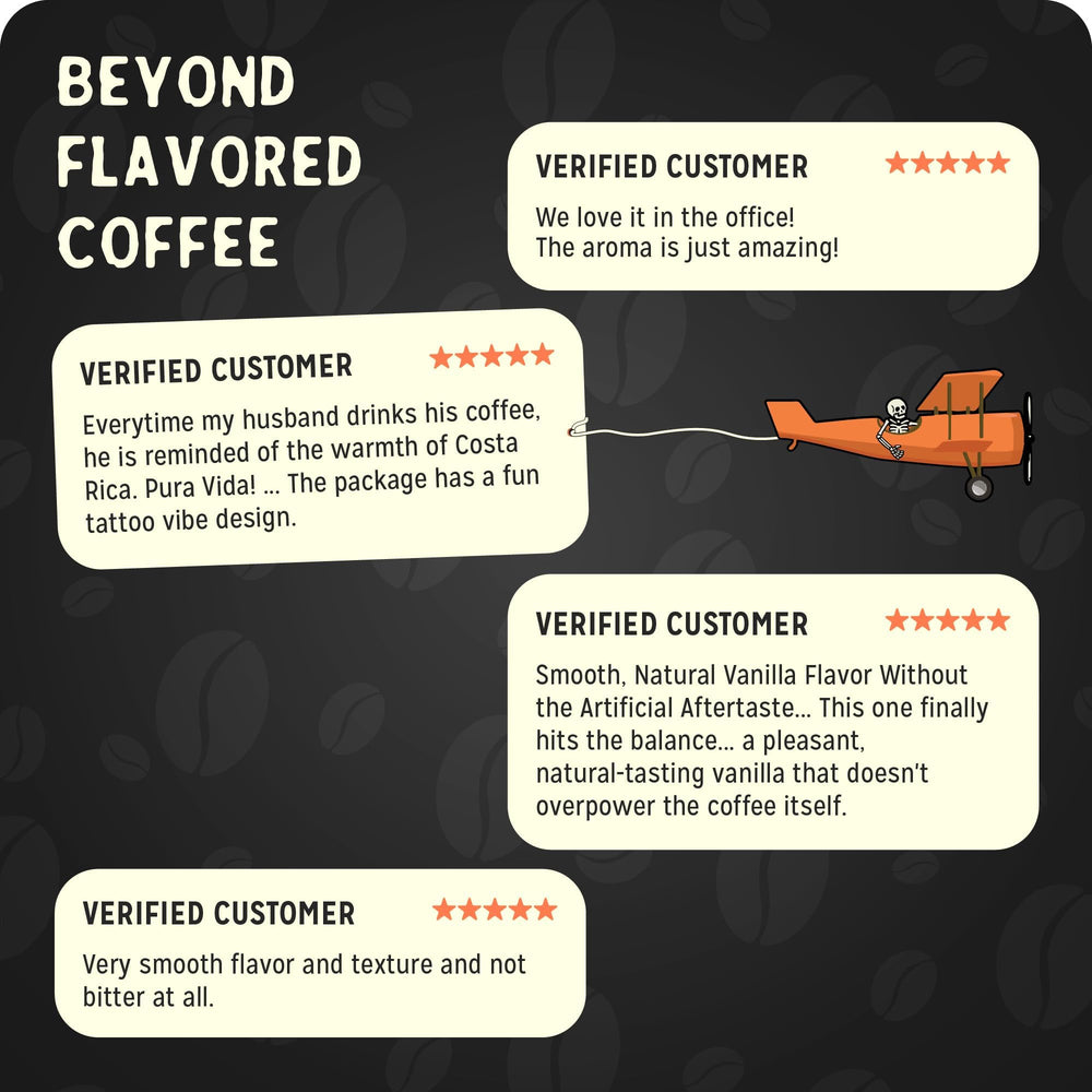 Bones Coffee Company bolsa 12 oz junto a regla para comparar tamaño y llevar porciones precisas
