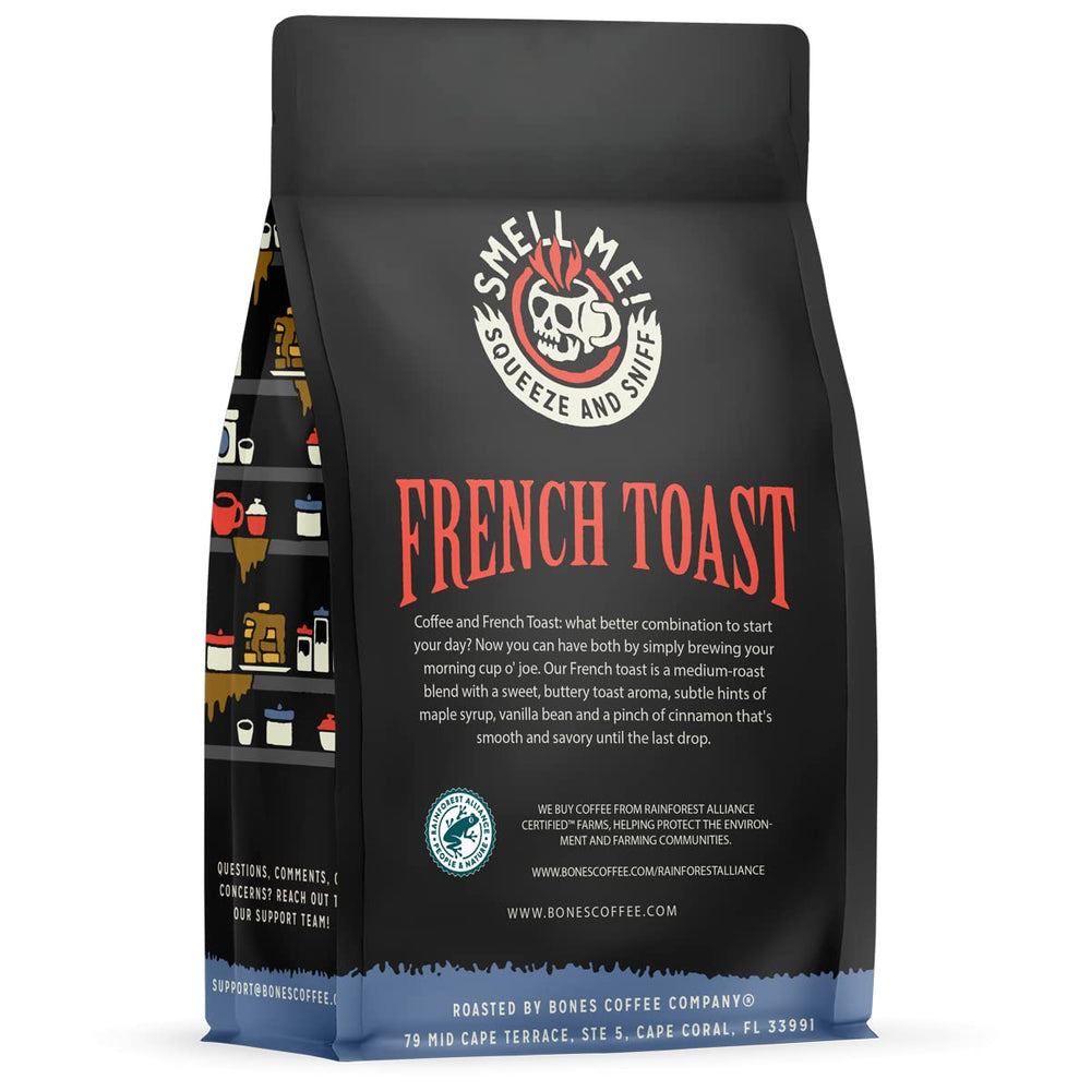 Bones Coffee Company primer plano de granos mostrando textura y aroma