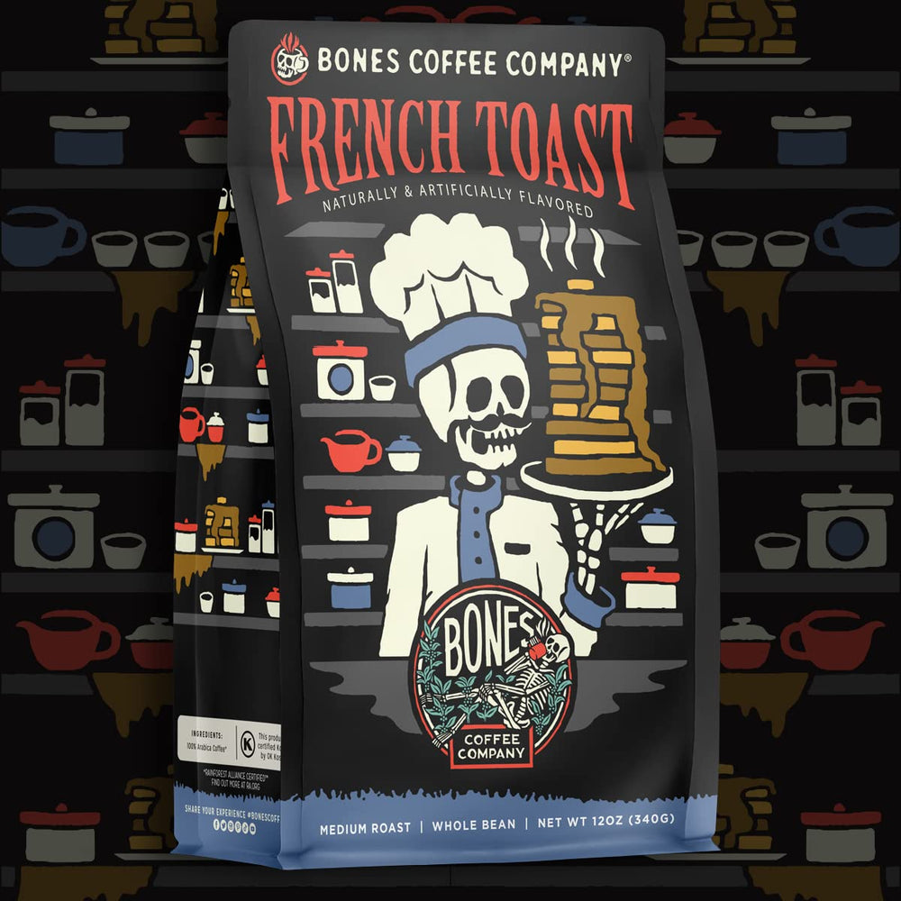 Bones Coffee Company prensa francesa con café listo mostrando cuerpo