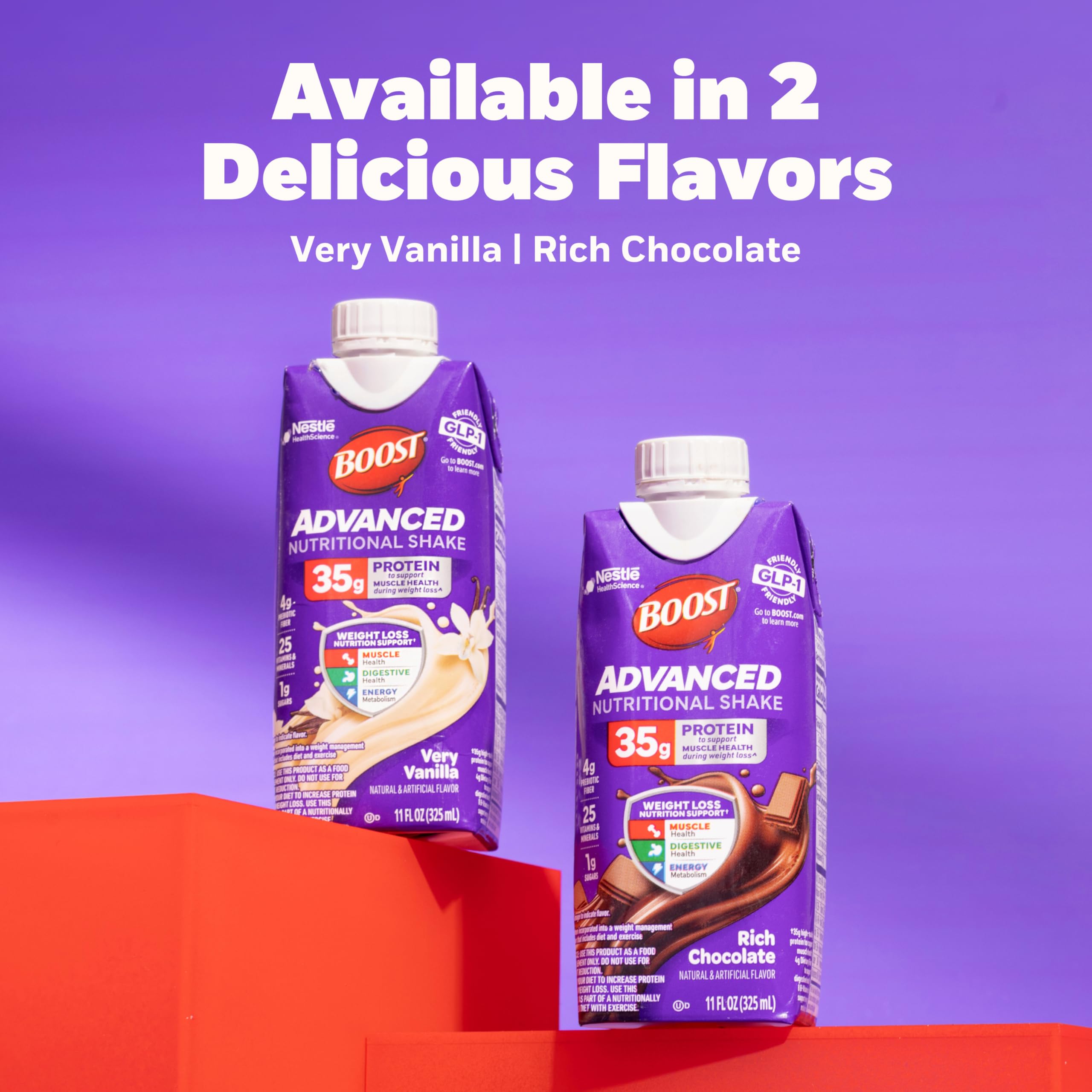 BOOST batido en mesa de desayuno con fruta, opción nutritiva y conveniente