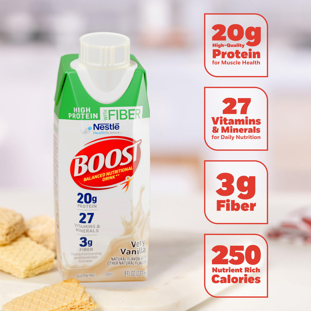BOOST envase en mano para comparar tamaño y llevarlo fácilmente
