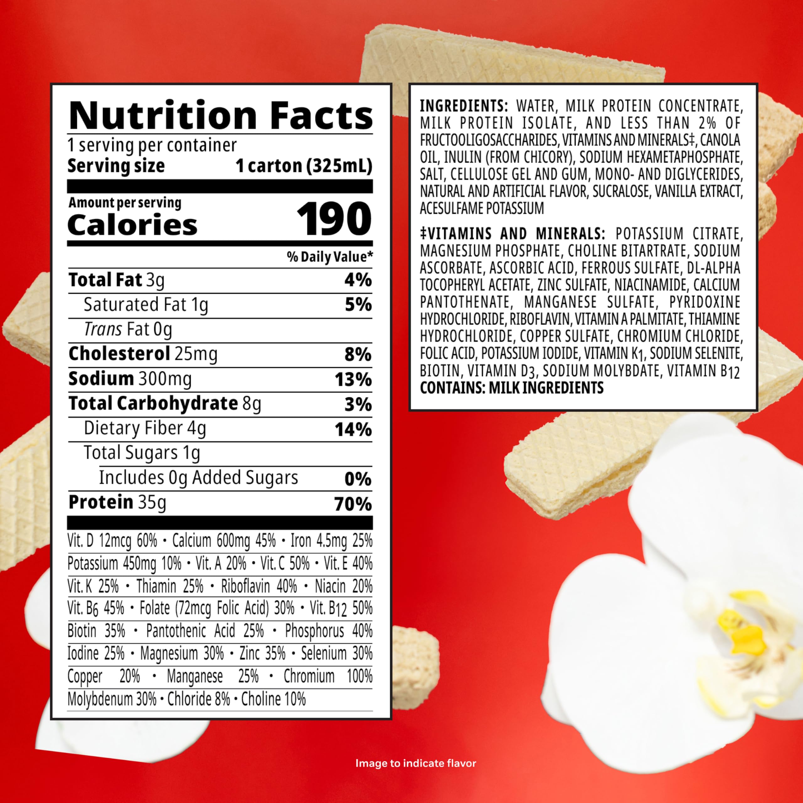 BOOST etiqueta nutricional enfocada, información de proteína y fibra visible