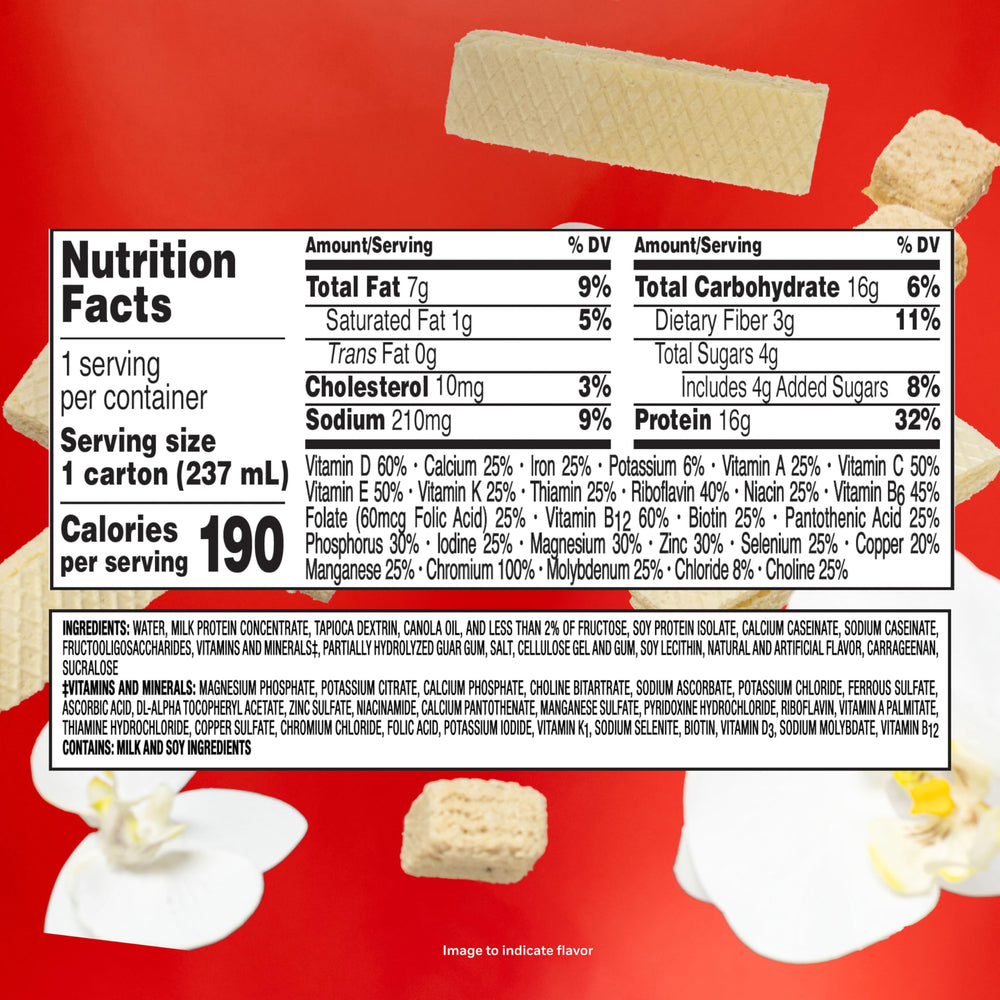BOOST ingredientes y vitaminas resaltando aporte de 25 nutrientes